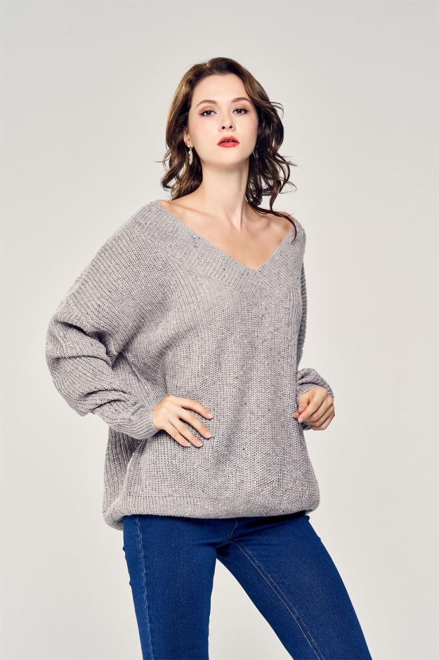 V Neck Loose Style Sweater SW-201  Wholesale